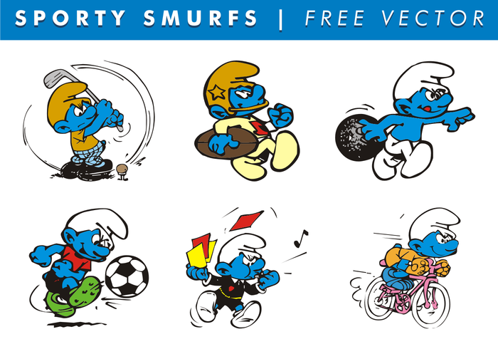 Sporty Smurfs Free Vector