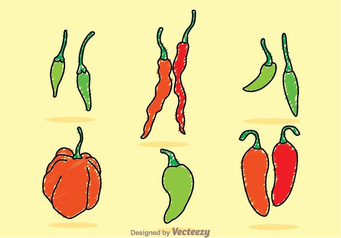 Chili Pepper Sketchy Vectors