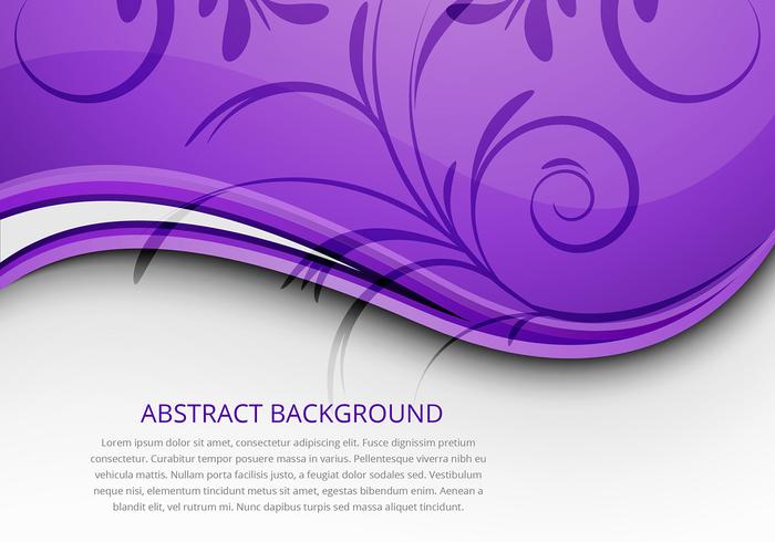 Abstract Purple Wave with Floral Elements vector