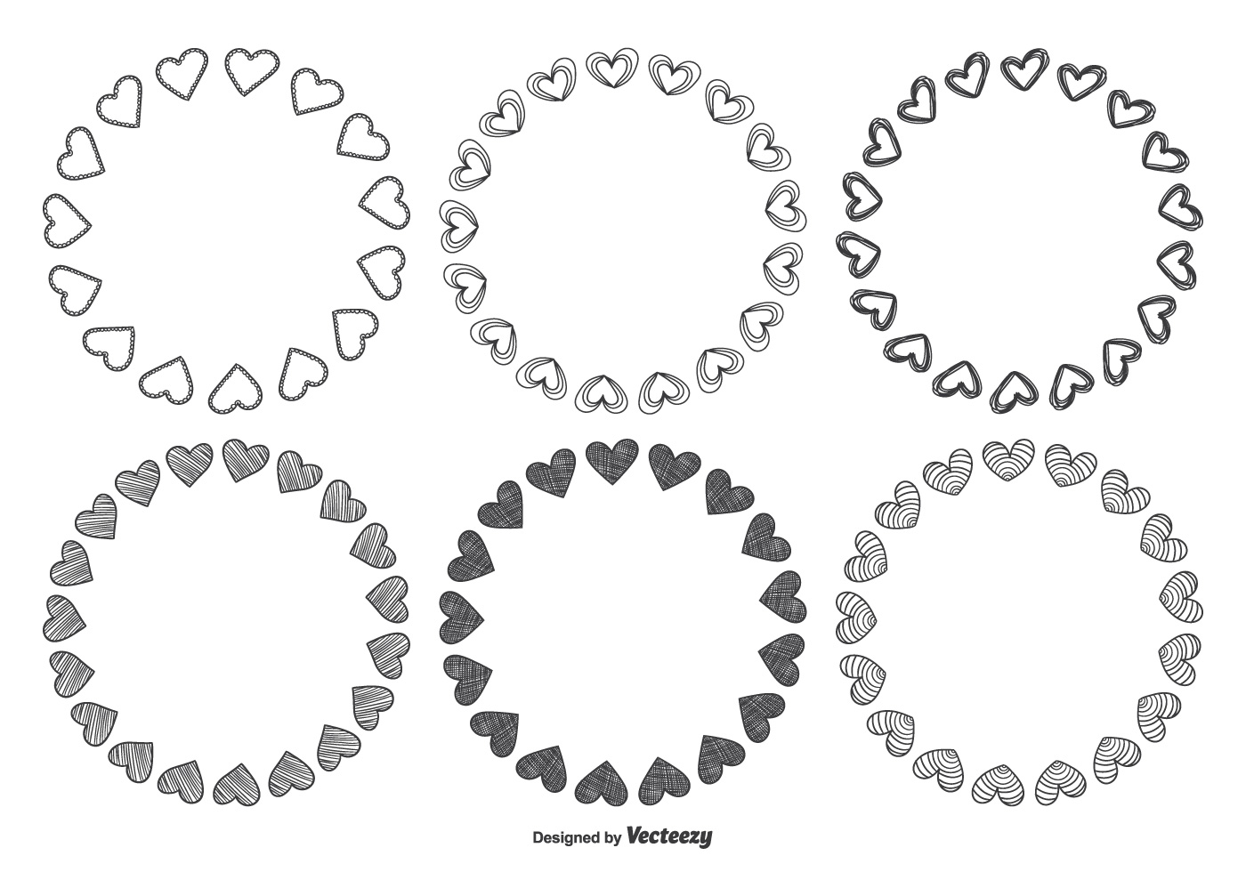 Download Hand Drawn Style Heart Frame Set - Download Free Vectors ...