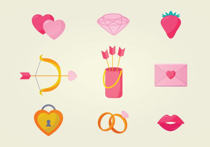 Romántica Vector Iconos