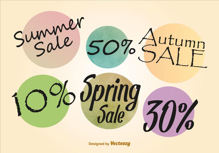 Summer, Autumn and Spring Discount Labels vector