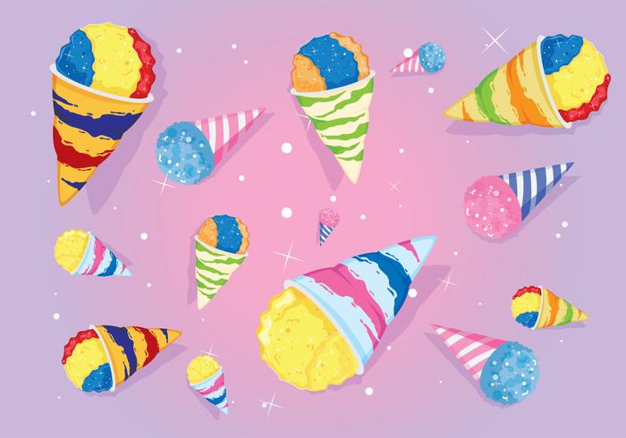 Rainbow Snow Cone Cup Vectors