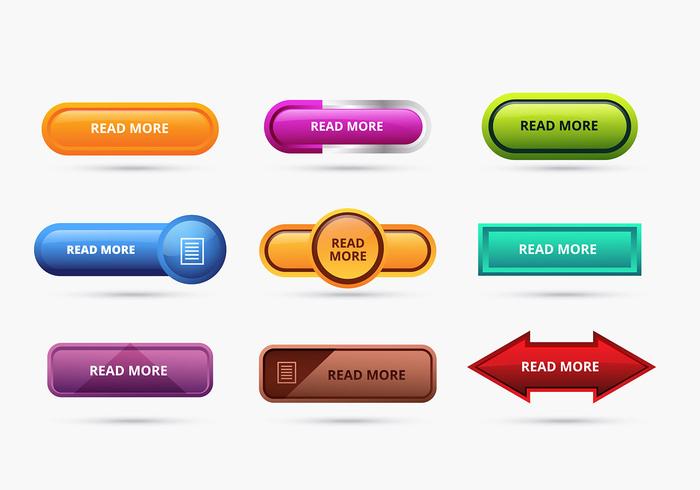 Set of Colored Read More Buttons vector