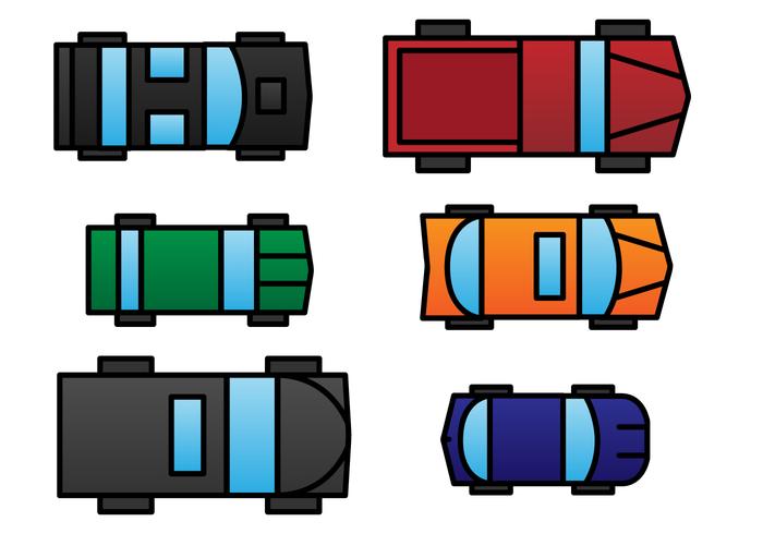 Toy Car Aerial View Vector Set