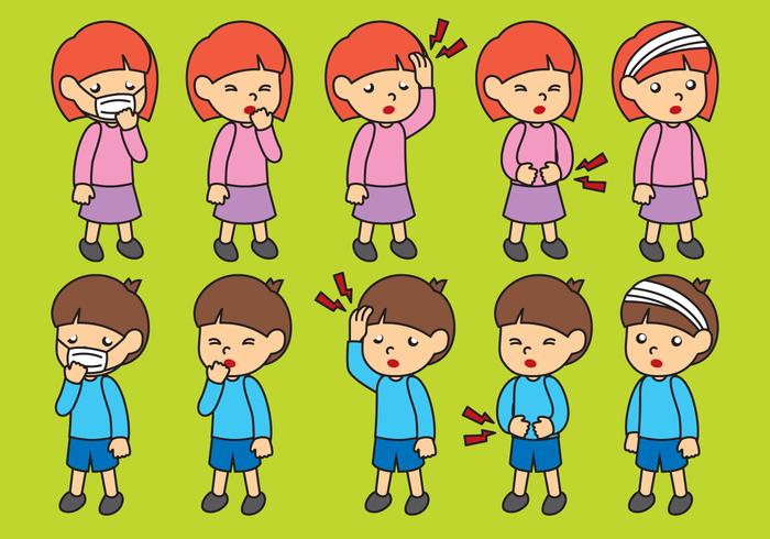 Cartoon Sick Children Vectors Cartoon Sick Children Vectors