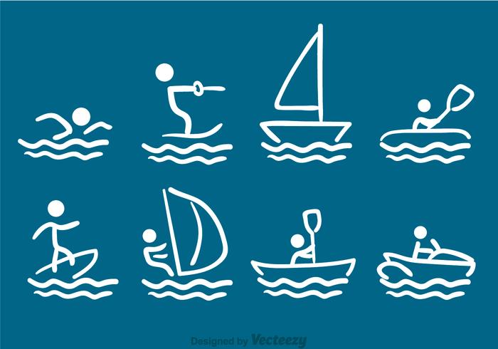 Water Sports Drawn Vectors Water Sports Drawn Vectors