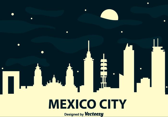 Ciudad de México Skyline At Night Vector