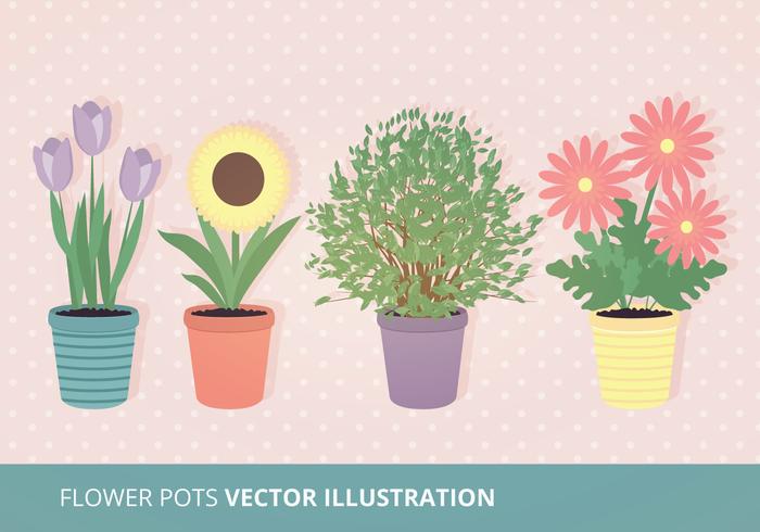 Flower Pots Vector Illustration