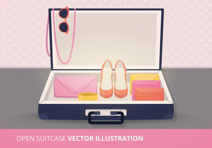 Open Suitcase Vector Illustration