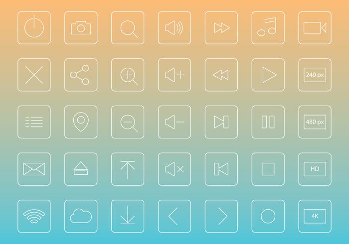 Thin Line Media Player Buttons vector