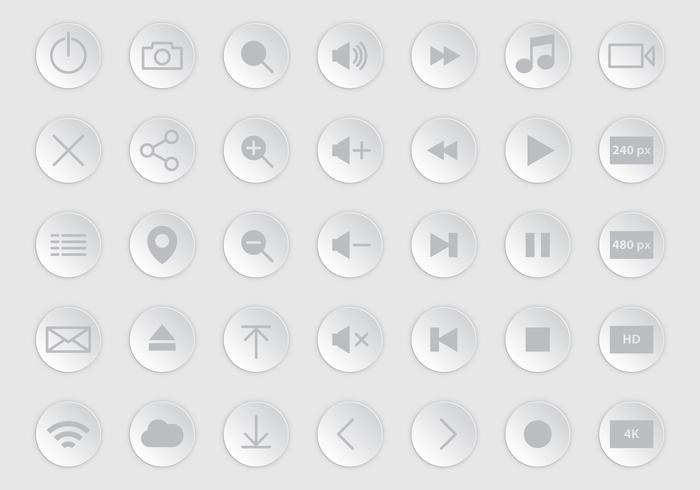 Grey Media Player Botones vector