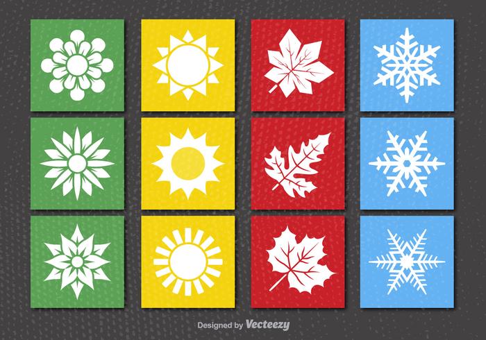 4 seasons icons vector