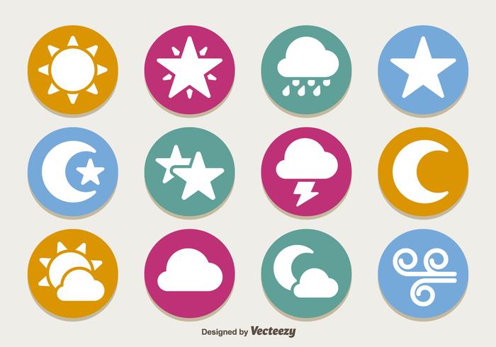 Flat weather icon set vector