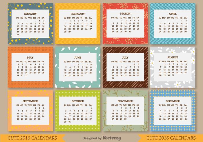 2016 calendar vector