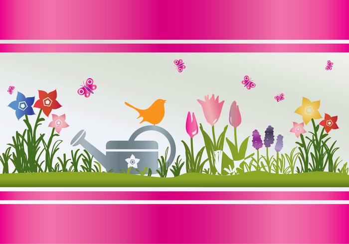 Spring Flowers Watering vector