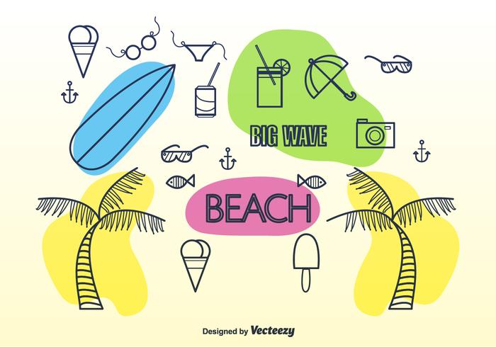 Doodle elementos de verano vector