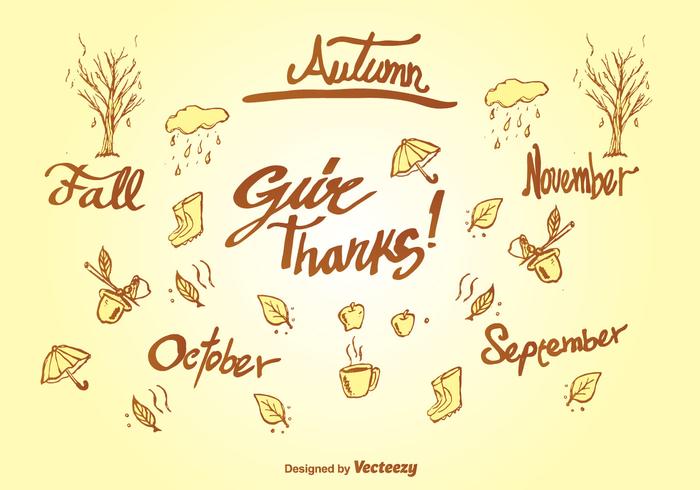 Doodle autumn elements vector