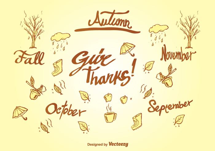 Doodle autumn elements vector