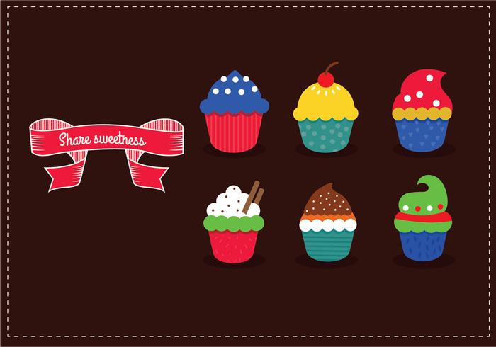 Delicioso delicioso vector cupcakes con asperja