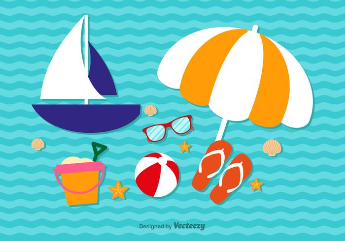 Summer cute vacation elements vector