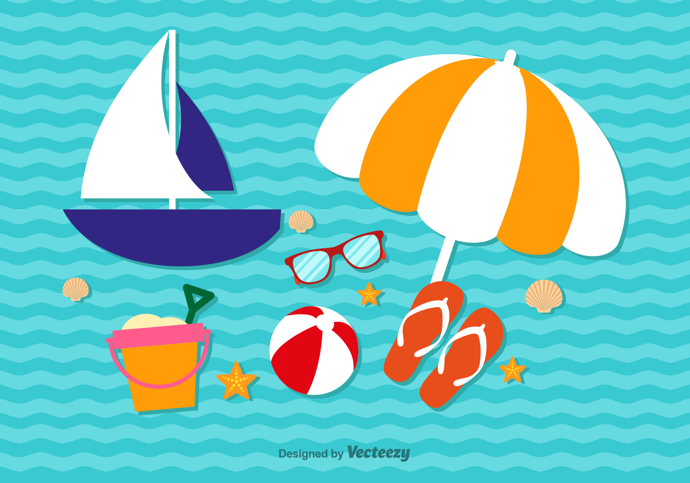 Download Summer cute vacation elements - Download Free Vectors ...