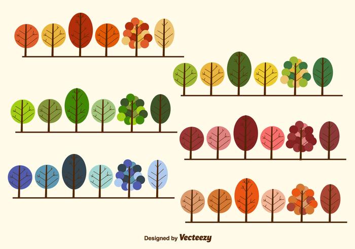 Seasonal trees collection vector