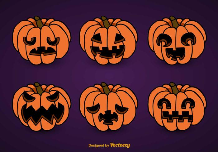 Conjunto de calabazas sonrientes vector