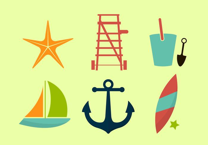 Iconos de la playa vector