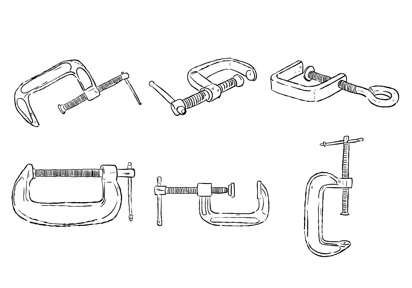 Scribble C Clamp Vector Set Download Free Vector Art, Stock Graphics & Images