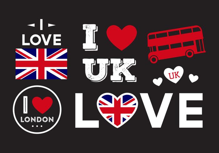 I Love UK Ilustrations vector