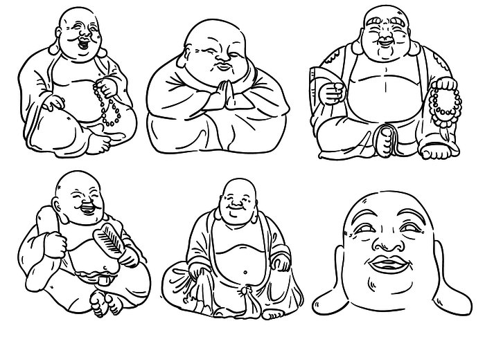 Fat Buddha Outlines vector