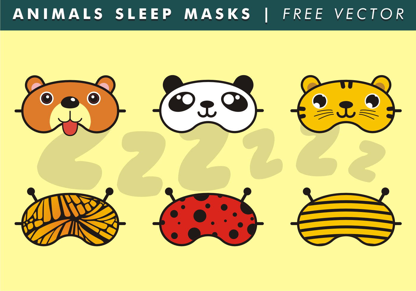 Animals Sleep Masks Free Vector 95510 Vector Art at Vecteezy