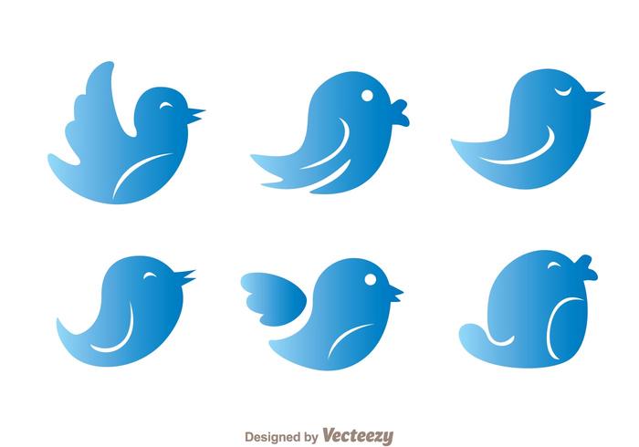 Blue Gradation Twitter Bird Vectors