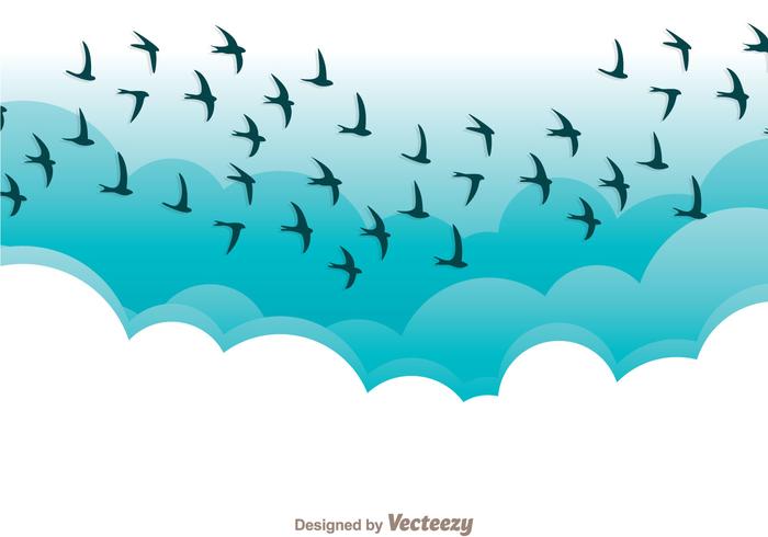 Flying Bird In Blue Sky Vector