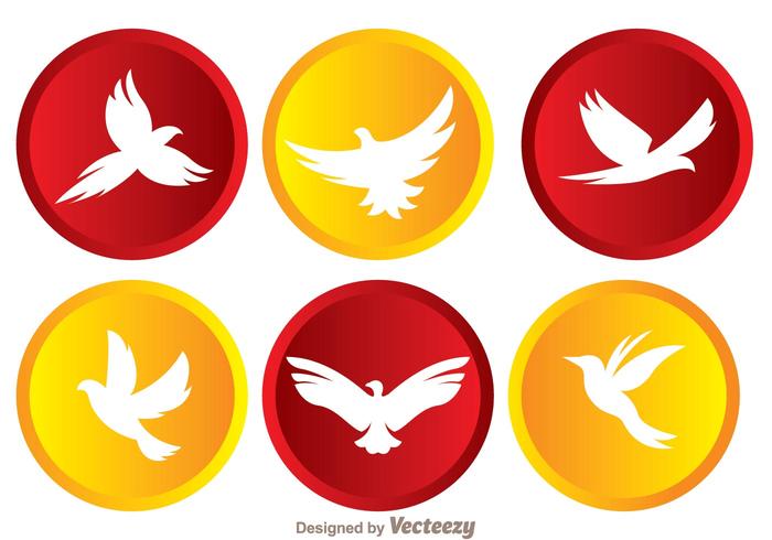Vector Flying Bird In Circle Icons