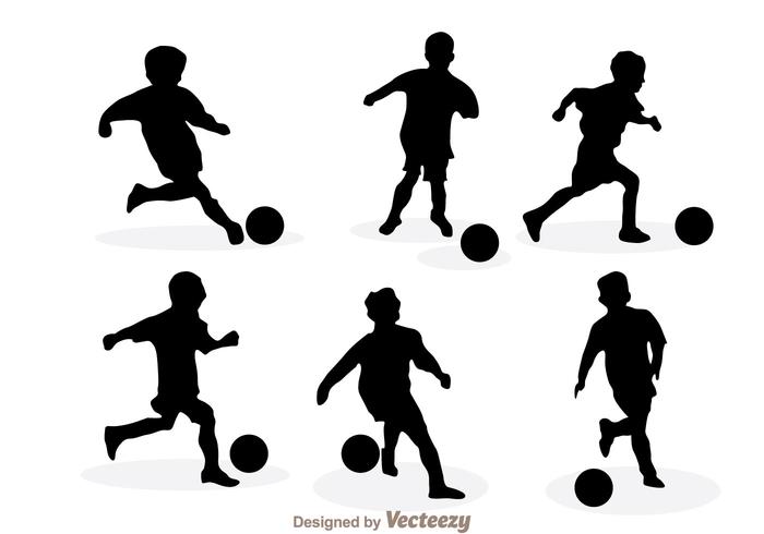 Playing Soccer Silhouette Vectors