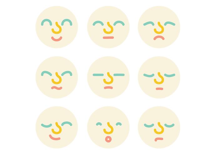 Outline faces icons  vector