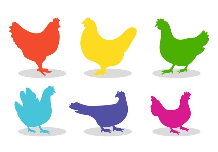 Set of chicken silhouette vectors