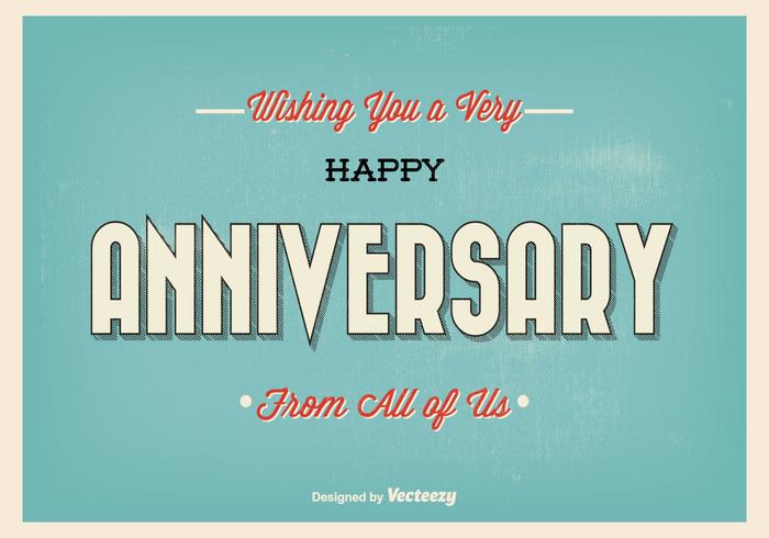 Retro Typographic Happy Anniversary Illustration vector