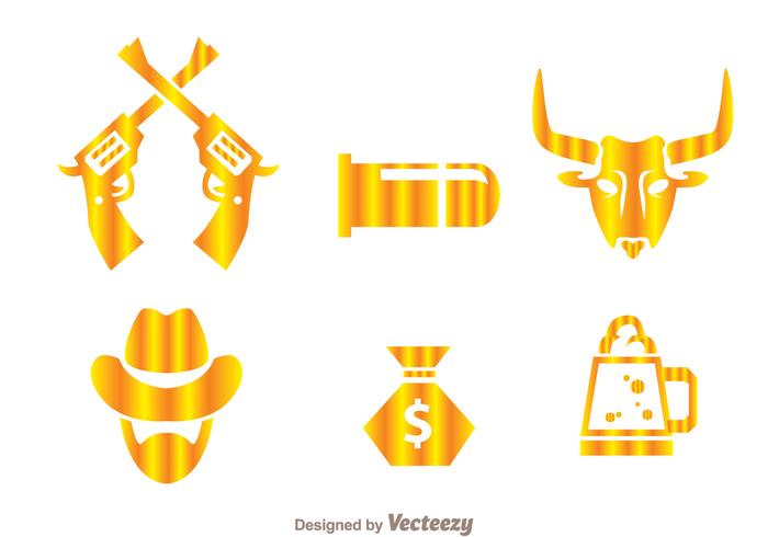 Cowboy Gold Icons vector