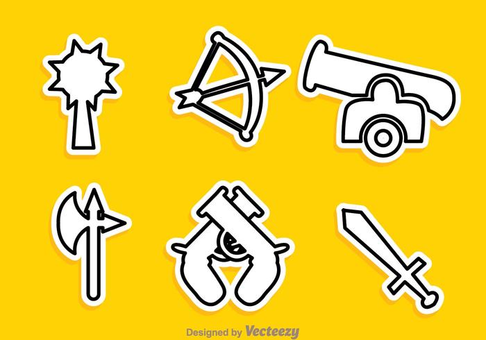 Various Vector Weapon Outline Icons Various Vector Weapon Outline Icons