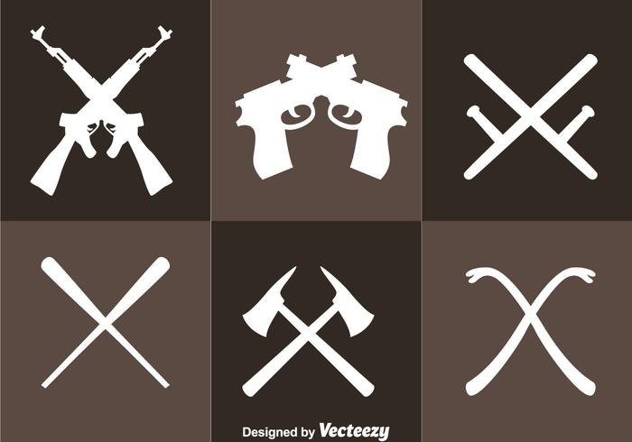 Iconos de armas cruzadas vector