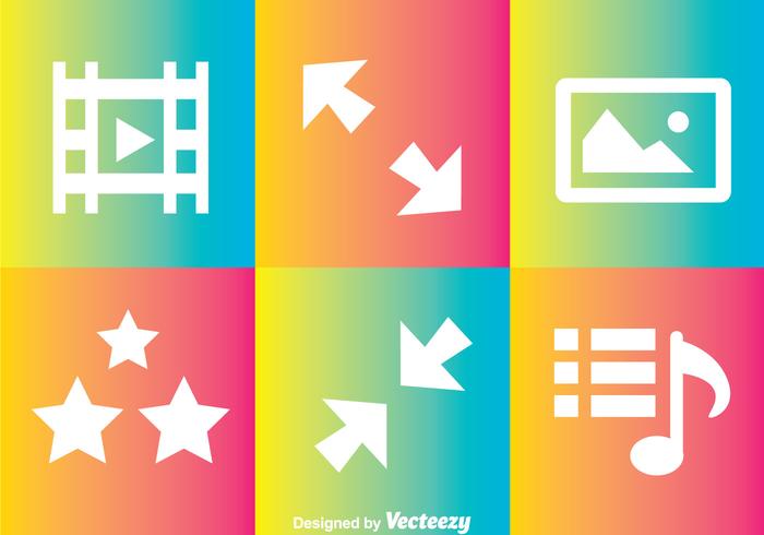 Media Player Rainbow Icons vector