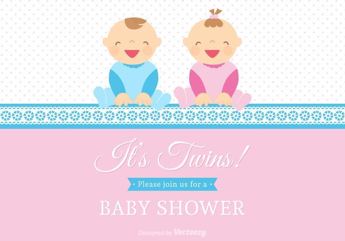 Vector Twin Babies Vector Card