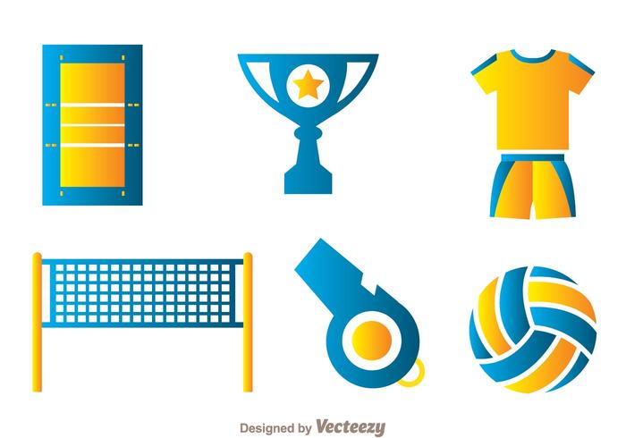 Iconos de elementos de voleibol vector