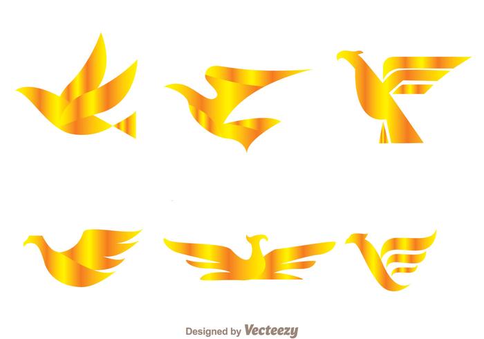 Logotipos de oro del pájaro del vector