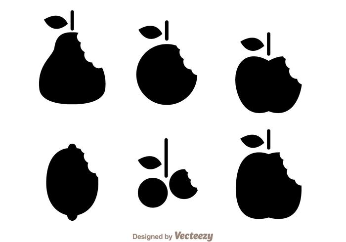 Silhouette Fruits Bite Mark Vectors