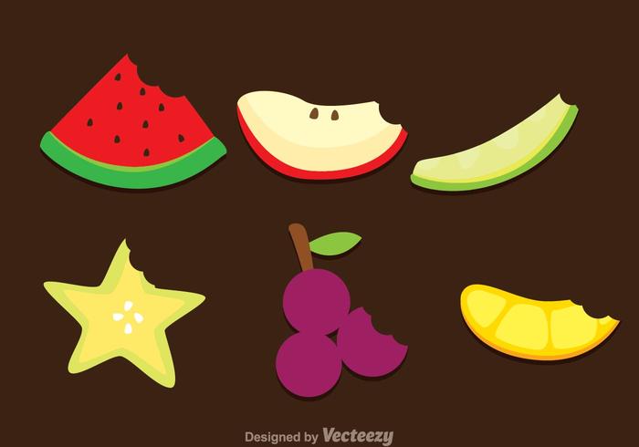 Slice Fruits Bite Mark Vectors