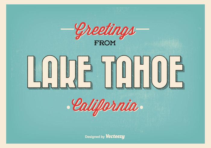 Lake Tahoe retro estilo ilustración de felicitación vector